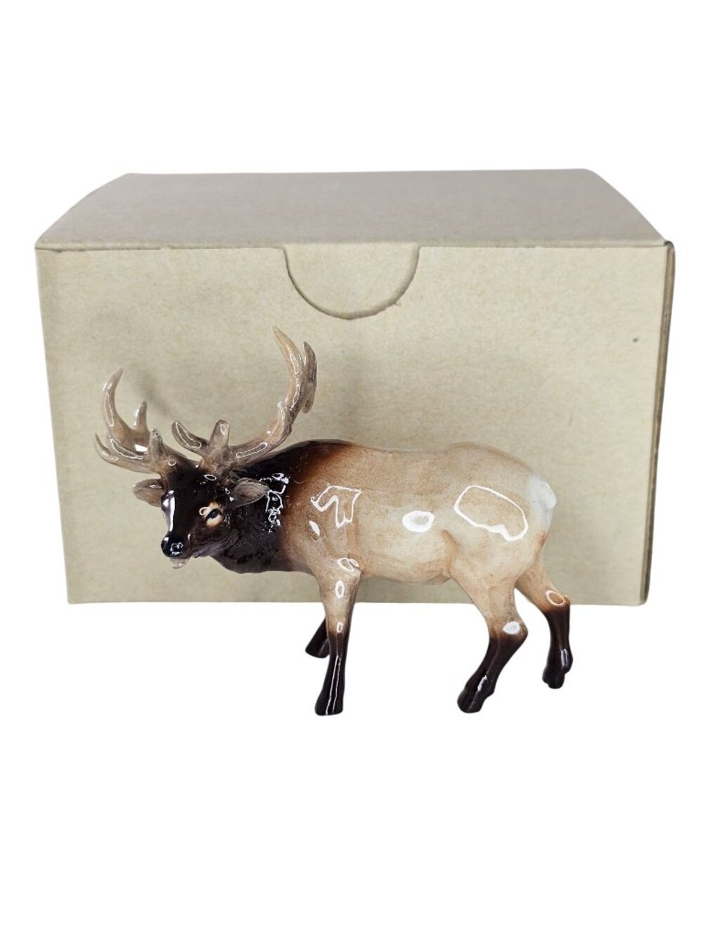 Northern Rose Elk Gazing Left Porcelain Figurine Miniature Collectible With Box